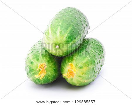 Three cucumbers isolated on the white background with clipping path
