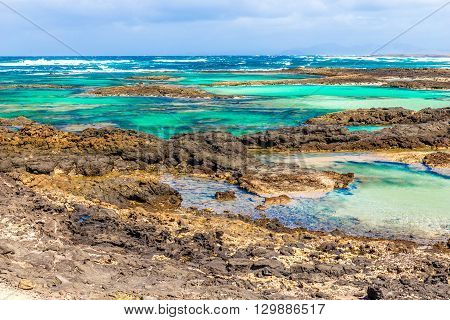 Rocky Coastline With Turquoise Lagoons - El Cotillo Fuerteventura Canary Islands Spain