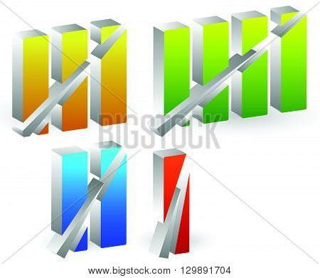 Colorful Roman Numbers, Roman Numerals With Strike Through Lines.