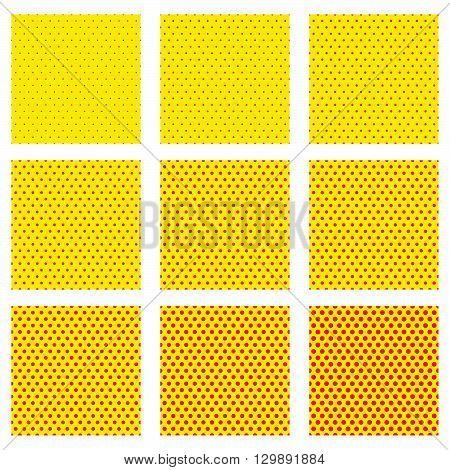 Pop-art, Dotted Background, Pattern Set. Duotone Seamlessly Repeatable Patterns. Set Of Version With