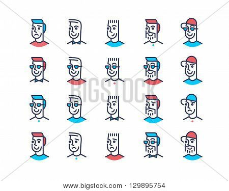 Abstract vector line art design men icon collection