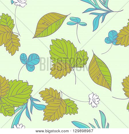 Forest herbs. vector  hend drawn floral seamless pattern