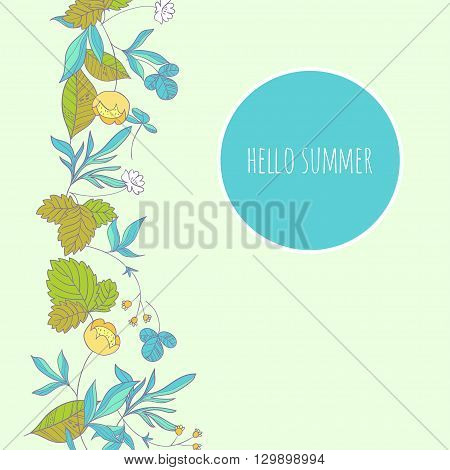 Forest herbs. vector background with floral border