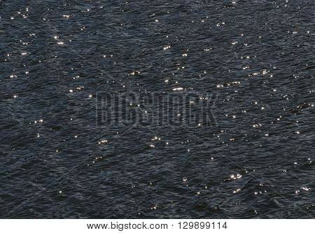 Water background with  reflection of sunbeam in the water, Pancharevo, Bulgaria