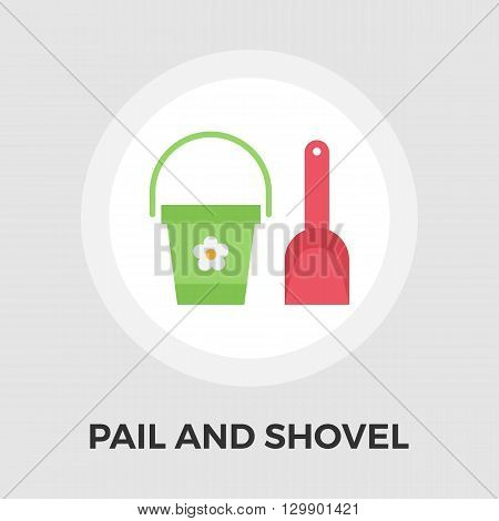 Pail and shovel icon vector. Flat icon isolated on the white background. Editable EPS file. Vector illustration.