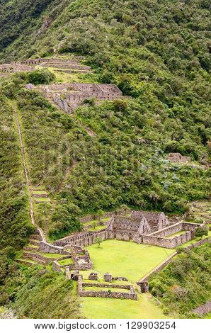 South America - Choquequirao lost ruins (mini - Machu Picchu) remote spectacular the Inca ruins near Cuzco