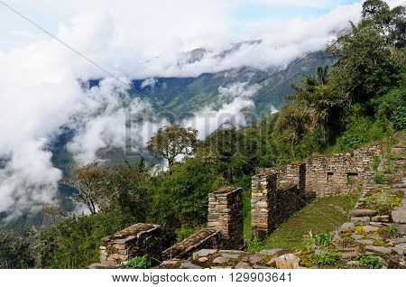 South America - Choquequirao lost ruins (mini - Machu Picchu) remote spectacular the Inca ruins near Cuzco