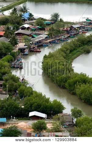 Scenic view of Khao Dang Viewpoint, Sam Roi Yod National park, Phra Chaup Khi Ri Khun Province in Middle of Thailand.