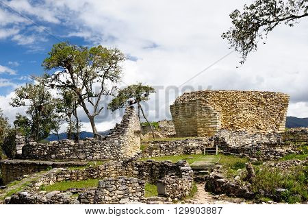 South America Peru Kuelap matched in grandeur only by the Machu Picchu this ruined citadel city in the mountains near Chachapoyas. Temple of the sun