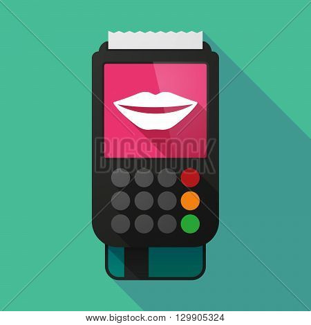Long Shadow Dataphone With  A Female Mouth Smiling
