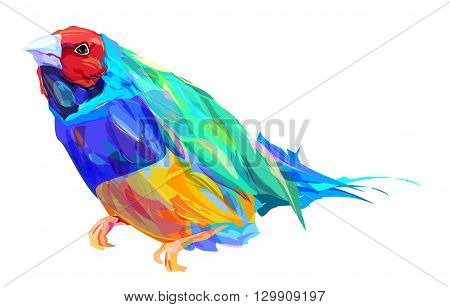 The  exotic bird isolated on white background. Retro design graphic element. This is illustration ideal for a mascot and tattoo or T-shirt graphic. Stock illustration