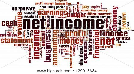 Net income word cloud concept. Vector illustration
