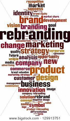 Rebranding word cloud concept. Vector illustration on white