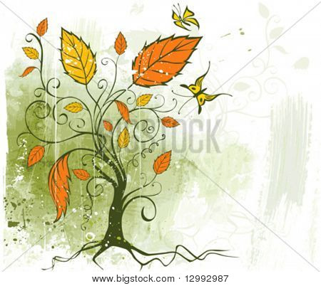 Vector grunge floral background