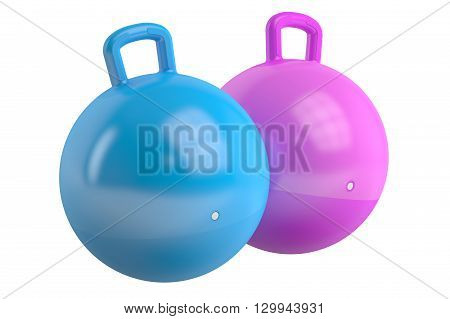 Kids jumping balls 3D rendering isolated on white background