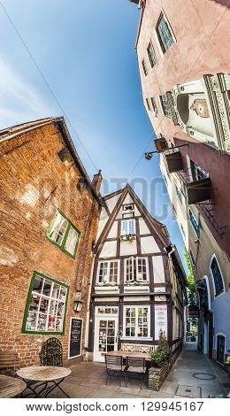 Colorful Houses In Historic Schnoorviertel In Bremen, Germany