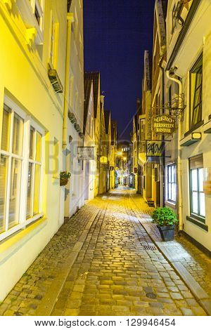 Schnoor Street By Night In Bremen