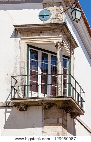 Santarem, Portugal. September 11, 2015:  The Renaissance Window (Janela Renascentista) near the Misericordia Church.