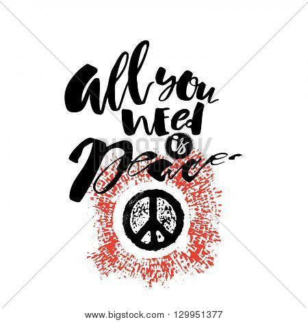 Peace Hand Drawn Linotype Made Symbol.