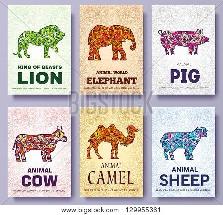 Art wild animals brochure cards. Jungle template of flyear, magazines, posters, book cover, banners, booklet. idea infographic concept background. Layout illustration modern pages with typography text