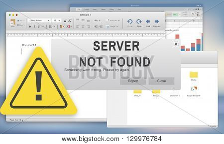Server Not Found Error Inaccessible Concept