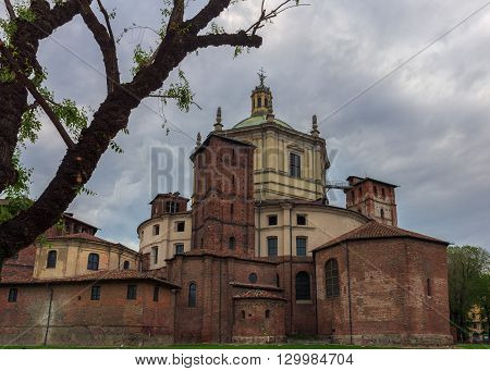 Saint Lawrence (San Lorenzo) Cathedral back side in MilanItaly.