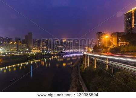 night view of chongqing harbor
