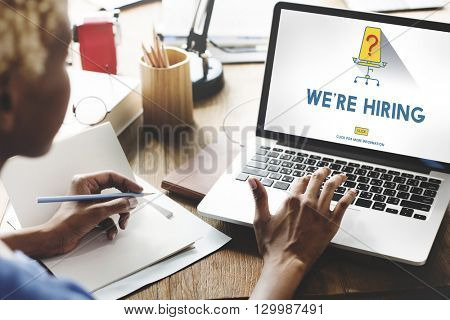 Job Search Occupation Recruitment We're Hiring Concept