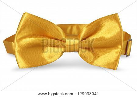 A yellow bow Tie isolated on white background