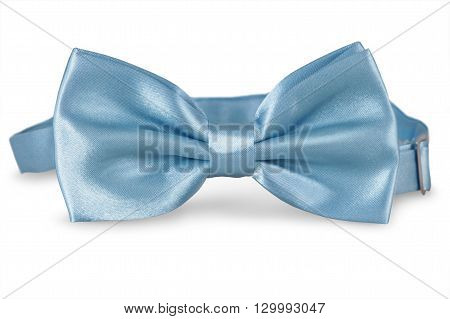 A blue bow Tie isolated on white background