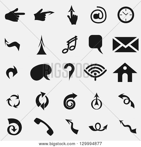 Set of black universal arrows and symbols.
