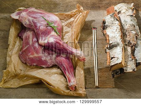 Two Raw Lamb Shanks Ready For Frying.
