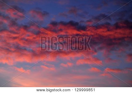 background of the blood red evening sky and clouds