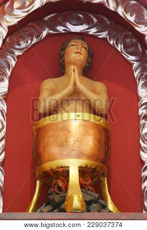 KOMOR ZACRETSKI - AUGUST 06: Saint Vitus, main altar in Chapel of Saint Vitus in Komor Zacretski, Croatia on August 06, 2017.
