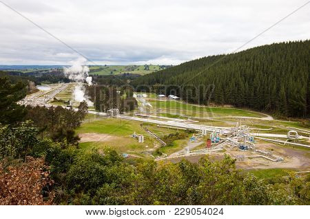 Wairakei Geothermal Station Near Taupo In New Zealand