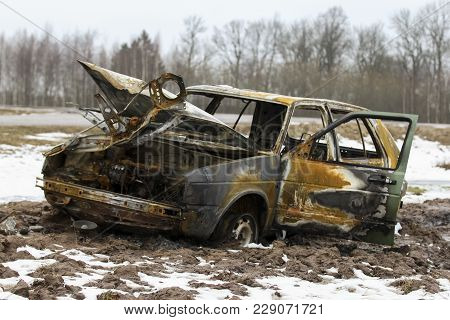 Burned Car, Burned-out Car Body, Broken Vehicle
