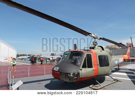 New York, Usa - July 7, 2013: People Visit Intrepid Sea, Air And Space Museum In New York. The Museu