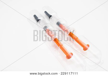 Hypodermic Needle Injections Isolated Over White Background