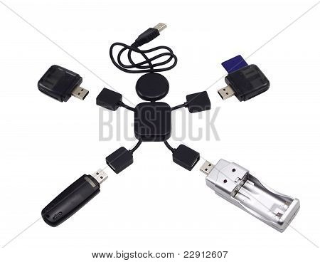 USB 2.0-Hub In Form von dem Männlein mit Gadgets