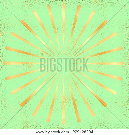 Golden Rays, Gold Beams Element. Sunburst, Starburst Shape. Radiating, Golden Radial, Merging Lines.