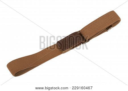 Brown Textile Kid Belt. Isolated On White Background. Children Clothing Accessorry.