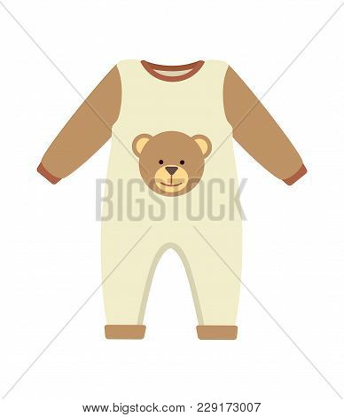 Baby Clothes, Costume With Brown Sleeves, Object And Image Of Teddy Bear, Poster With Item For Kids 