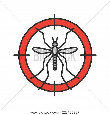 Mosquitoes Target Color Icon. Anti-insect Repellent. Isolated Vector Illustration