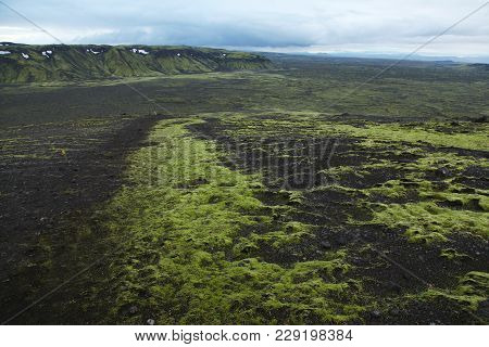 Evening On A Mountain Lakagigar In Iceland