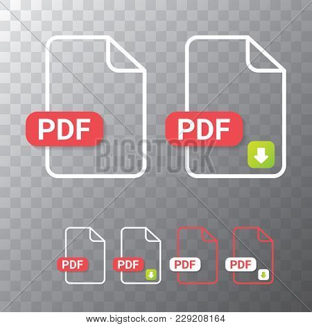 Vector Flat Pdf File Icon And Vector Pdf Download Icon Set Isolated On Transparent Background. Vecto