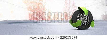Digital composite of Tyre in Winter snow landscape