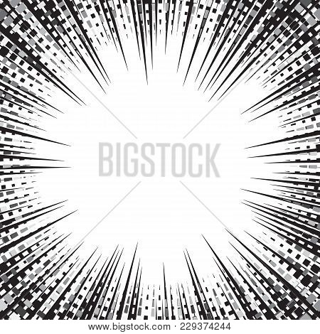 Speed Line Fast Motion Background. Comic  Illustration With Lines. Pop Art Pattern And Zoom Effect