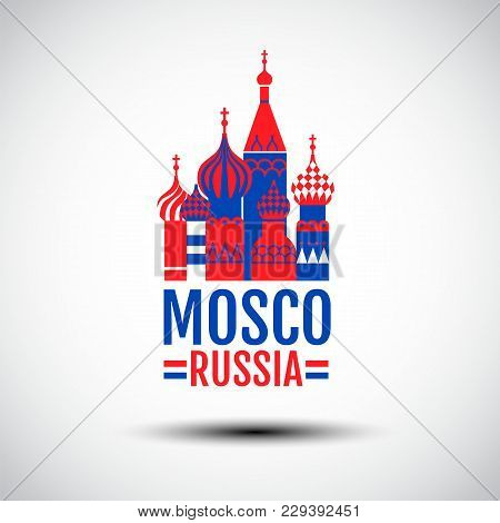 Logo Design, Mosco, Russia, Simple Vector, Red ,blue Color, Icon Symbol.