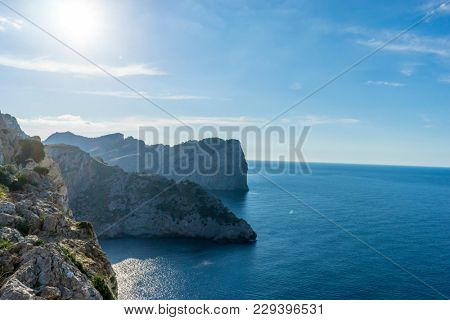 Formentor by the Mediterranean sea on the island of Ibiza in Spain, holiday and summer scene