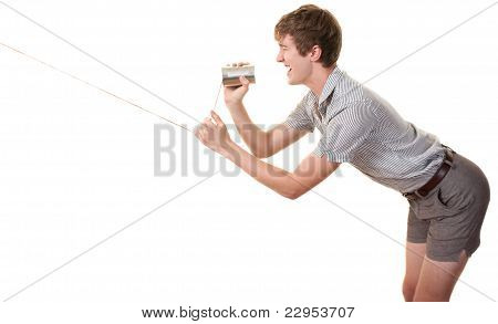 Teen Yells In Can